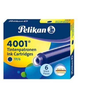 Pelikan 4001 TP/6 Ink Cartridges for Fountain Pens, Royal Blue, 0.8ml, 6 Pack (301176)