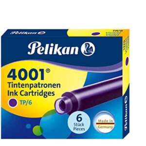 Pelikan 4001 TP/6 Ink Cartridges for Fountain Pens, Violet, 0.8ml, 6 Pack (301697)