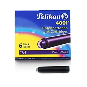 Pelikan 4001 TP/6 Ink Cartridges for Fountain Pens, Violet, 0.8ml, 6 Pack (301697)