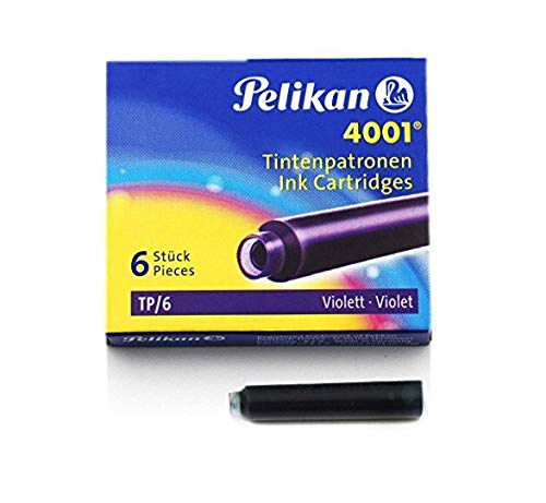 Pelikan 4001 TP/6 Ink Cartridges for Fountain Pens, Violet, 0.8ml, 6 Pack (301697)