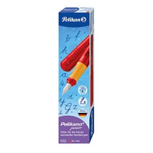 pelikan pelikano jr. fountain pen, right-handed, medium nib, red, 1 pen, 940882
