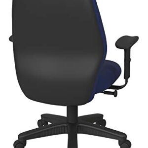 Office Star Ergonomic Mid Back Adjustable Office Desk Chair with Thick Padded Seat and Built-in Lumbar Support, Icon Navy Blue Fabric