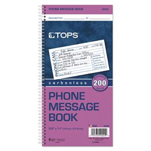 TOPS Phone Message Book, Carbonless Duplicate, 4 Messages per Page, 200 Set per Book (4002)