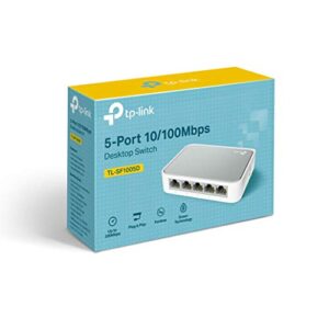TP-Link 5 Port 10/100 Mbps Fast Ethernet Switch | Desktop Ethernet Splitter | Ethernet Hub | Plug & Play | Fanless Quiet | Desktop Design | Green Technology | Unmanaged (TL-SF1005D),White