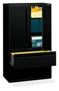 hon 2-drawer with 3 shelves office filing cabinet - brigade 700 series lateral file cabinet, 19.25"d, black (h795)