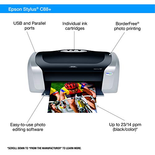 Epson Stylus C88+ Inkjet Printer Color 5760 x 1440 dpi Print Plain Paper Print Desktop Model C11C617121