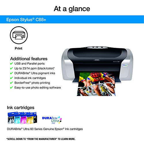 Epson Stylus C88+ Inkjet Printer Color 5760 x 1440 dpi Print Plain Paper Print Desktop Model C11C617121