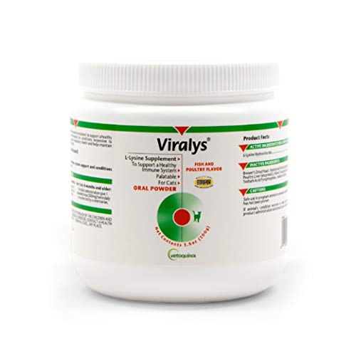 Vetoquinol Viralys L-Lysine Supplement for Cats - Cats & Kittens of All Ages - Immune Health - Sneezing, Runny Nose, Squinting, Watery Eyes - Flavored Lysine Powder