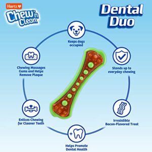 Hartz Chew 'n Clean Dental Duo Bacon Flavored Dental Dog Chew Toy and Treat - Large, Colors may vary