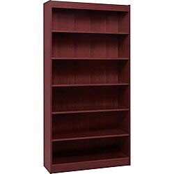 lorell 6-shelf 36 x 12 x 84-inch panel end hardwood veneer bookcase, mahogany