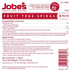 Jobe's, Fertilizer Spikes, Fruit and Citrus, 5 Count, Slow Release, Apple, Orange, Lemon, Trees