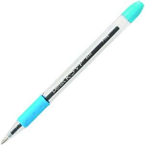 pentel r.s.v.p. ballpoint pen, 0.7mm fine tip, sky blue ink, box of 12 (bk90-s)