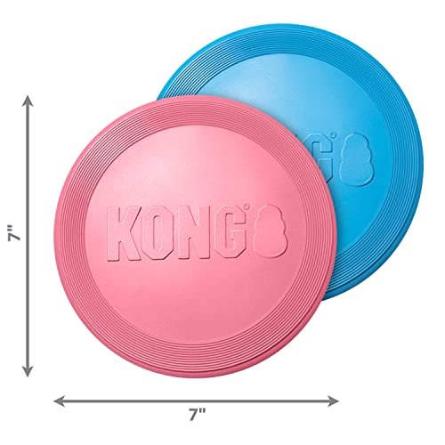 KONG Puppy Flyer - Small Flyer for Small Dogs - Small Dog Toys - Rubber Teething Toys for Puppies - Soft Dog Flying Disc for Fetch - Puppy Flyer for Hyper Pets - Small Dogs