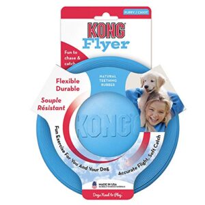 KONG Puppy Flyer - Small Flyer for Small Dogs - Small Dog Toys - Rubber Teething Toys for Puppies - Soft Dog Flying Disc for Fetch - Puppy Flyer for Hyper Pets - Small Dogs