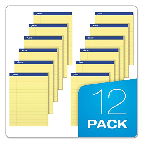 Ampad TOP20220 20220 Perforated Writing Pad, 8 1/2 x 11 3/4, Canary, 50 Sheets (Pack of 12)