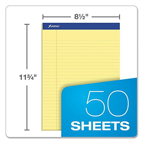 Ampad TOP20220 20220 Perforated Writing Pad, 8 1/2 x 11 3/4, Canary, 50 Sheets (Pack of 12)