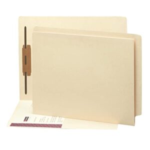 smead end tab pocket folder with fastener, straight-cut tab, 1 pocket, letter size, manila, 50 per box (34100)