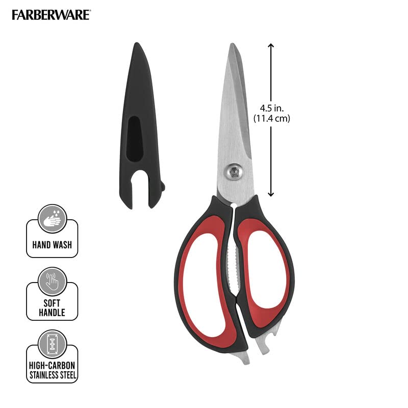 Farberware 4-in-1 Kitchen Shears, 2-Piece, Black and Red