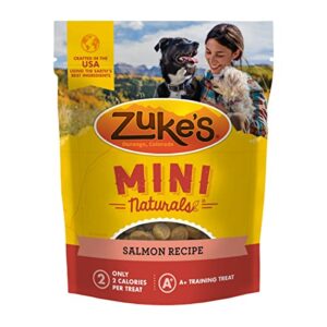 zuke’s mini naturals soft dog treats for training, soft and chewy dog training treats with salmon recipe