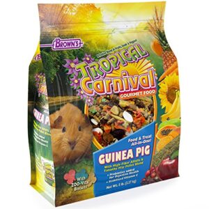 f.m. brown's tropical carnival gourmet guinea pig food with alfalfa and timothy hay pellets - vitamin-nutrient fortified daily diet - 5lb