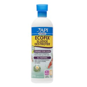api pond ecofix sludge destroyer bacterial cleaner, pond water clarifier and sludge remover treatment 16-ounce bottle