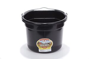 little giant plastic animal feed bucket (black) flat back plastic feed bucket with metal handle (8 quarts / 2 gallons) (item no. p8fbblack)