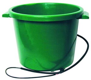 farm innovators ht-200 16 gallon plastic heated livestock pet farm animal water bucket tub with hidden de-icer heating element, green