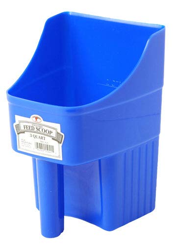 Little Giant® Plastic Enclosed Feed Scoop | Heavy Duty Durable Stackable Feed Scoop with Measure Marks | 3 Quart | Ranchers, Homesteaders and Livestock Farmers | Blue