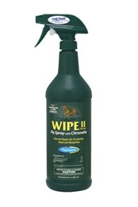 farnam wipe ii horse fly spray with citronella, grooming aid and coat conditioner, 32 fluid ounces, one quart bottle with trigger sprayer