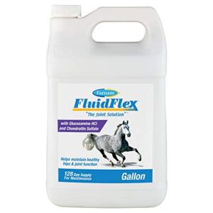 farnam fluidflex liquid joint supplement for horses, helps maintain healthy hip & joint function, 1 gallon, 128 ounces, 128 day supply