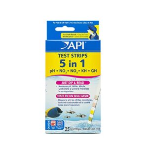 api 5-in-1 test strips freshwater and saltwater aquarium test strips 25-count box