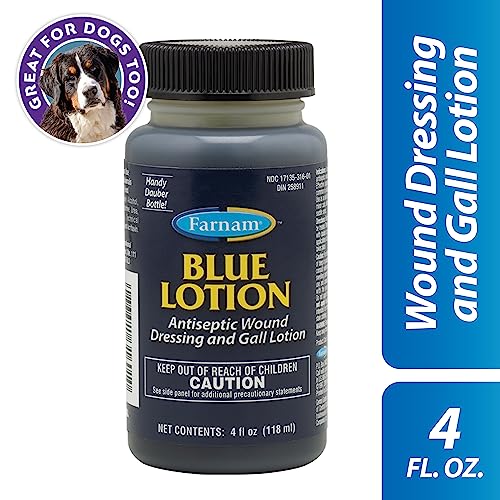 Farnam Blue Lotion Antiseptic Wound Dressing and Gall Lotion for use on Horses and Dogs, Blue 4 Ounces