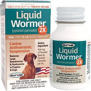 durvet 2x liquid wormer, 2 oz, for puppies and adult dogs