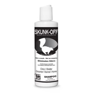 skunk off pet shampoo – ready to use skunk odor remover for dogs, cats, home, carpet, car & more – non-enzymatic skunk shampoo dogs – pet odor eliminator for skunk odor (8 oz)