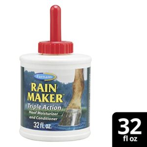 Farnam Rain Maker Triple Action Hoof Oil for Horses Moisturizer and Conditioner, Attracts, Absorbs and Retains Moisture, Contains Aloe, 32 Oz.