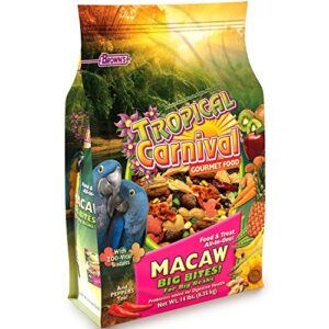 tropical carnival f.m. brown's gourmet macaw food big bites for big beaks, vitamin-nutrient fortified daily diet with probiotics for digestive health - 14lb