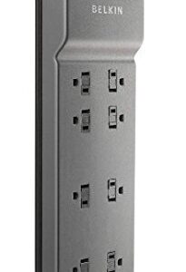 Belkin Power Strip Surge Protector with 8 Outlets, 6 ft Long Flat Plug Heavy Duty Extension Cord + Overload Protection for Home, Office, Travel, Compuer Desktop & Phone Charging Brick (3,550 Joules)