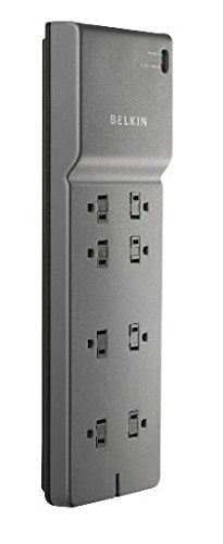 Belkin Power Strip Surge Protector with 8 Outlets, 6 ft Long Flat Plug Heavy Duty Extension Cord + Overload Protection for Home, Office, Travel, Compuer Desktop & Phone Charging Brick (3,550 Joules)