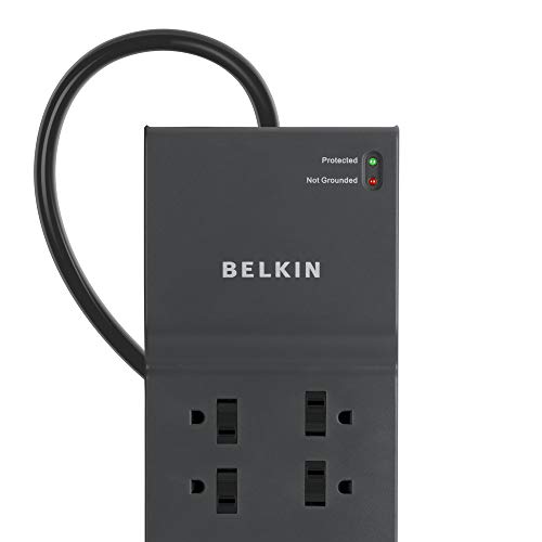 Belkin Surge Protector Power Strip - 8 AC Multiple Plug Outlet & 12 ft Heavy Duty Extension Cord - Outlet Extender - Flat Plug Power Strip - Great for Home, Office & Computer Charging - 3,550 Joules