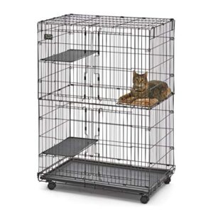 MidWest Homes for Pets Cat Playpen / Cat Cage Includes 3 Adjustable Resting Platforms, Removable Leak-Proof Pan, Easy 2-Door Top / Bottom Access & 4-locking Wheel Casters, 36"L x 23.5"W x 50.5"H