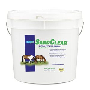 farnam sand clear for horses natural psyllium crumbles, veterinarian recommended to support the removal of sand & dirt from the ventral colon, 20 lbs., 64 scoops