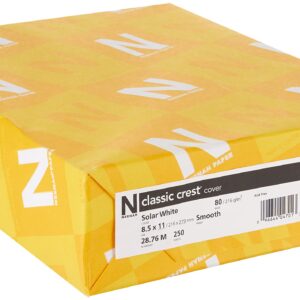 Neenah Classic Crest Coverstock, 8.5" x 11", 80 lb, Smooth Finish, Solar White, 250 Sheets (04701)