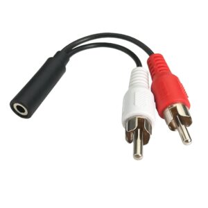 c&e 6 inch 3.5mm female to 2 rca male stereo audio y cable, nickel plated adapter compatible for tv,smartphones, mp3, tablets, speakers,home theater