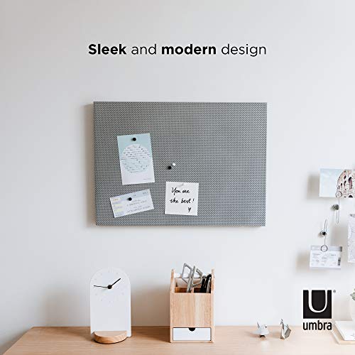 Umbra Bulletboard – Cork Board, Bulletin Board and Magnetic Board for walls – Modern Look with Dual Surface Design – Includes 12 Pushpins and 12 Magnets, 21x15 Inches