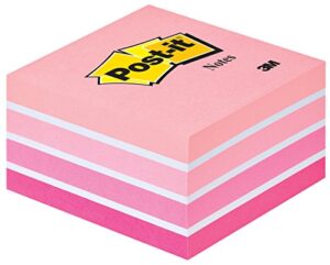 post-it sticky notes cube pastel colors collection, pack of 1 pad, of 450 sheets, 76 mm x 76 mm, pink, white, orange colors - self-stick notes for note taking, to do lists & reminders