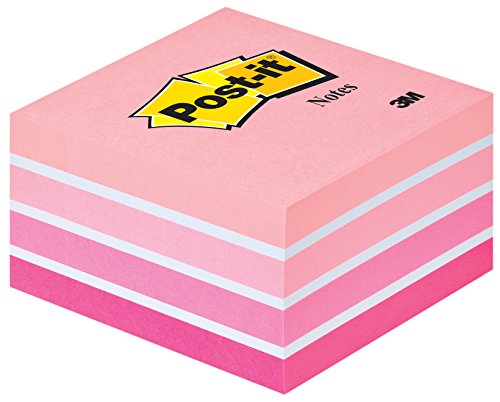 Post-it Sticky Notes Cube Pastel Colors Collection, Pack of 1 Pad, of 450 Sheets, 76 mm x 76 mm, Pink, White, Orange Colors - Self-stick Notes For Note Taking, To Do Lists & Reminders