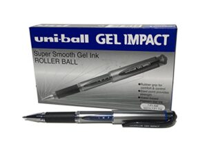 uni-ball 219006000 um-153s signo impact gel pens with rubber grip, blue gel, 1mm nib (pack of 12)