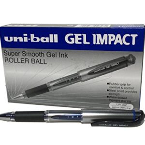 uni-ball 219006000 UM-153S Signo Impact Gel Pens with Rubber Grip, Blue Gel, 1mm Nib (Pack of 12)