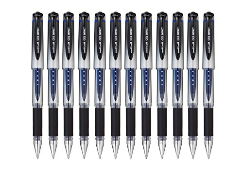 uni-ball 219006000 UM-153S Signo Impact Gel Pens with Rubber Grip, Blue Gel, 1mm Nib (Pack of 12)