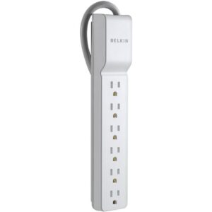 belkin 6-outlet commercial power strip surge protector with 2.5ft cord, 555 joules,white